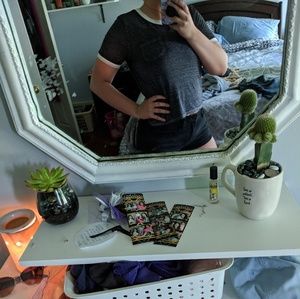 Black tee white piping arizona jeans